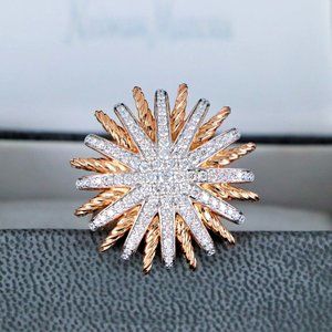 20725 David Yurman 18K Rose Gold 30mm Starburst Pave Diamond Cocktail Ring 7
